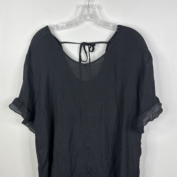 Cupshe NWT Solid Black Ruffled Sheer Swim Beach Pool Cover-Up Dress - Picture 2 of 9